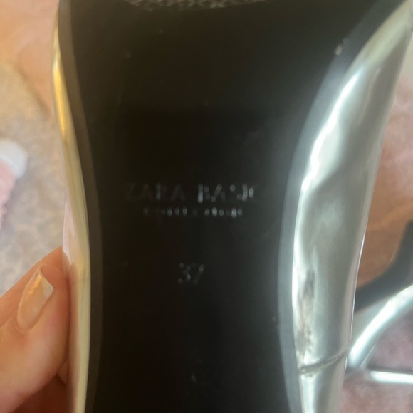 Zara Metallic Silver Pointed-Toe Pumps - Picture 4 of 4